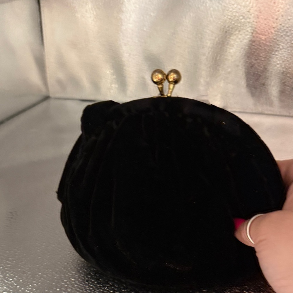 Vintage Elegant Black Velvet Handled Purse